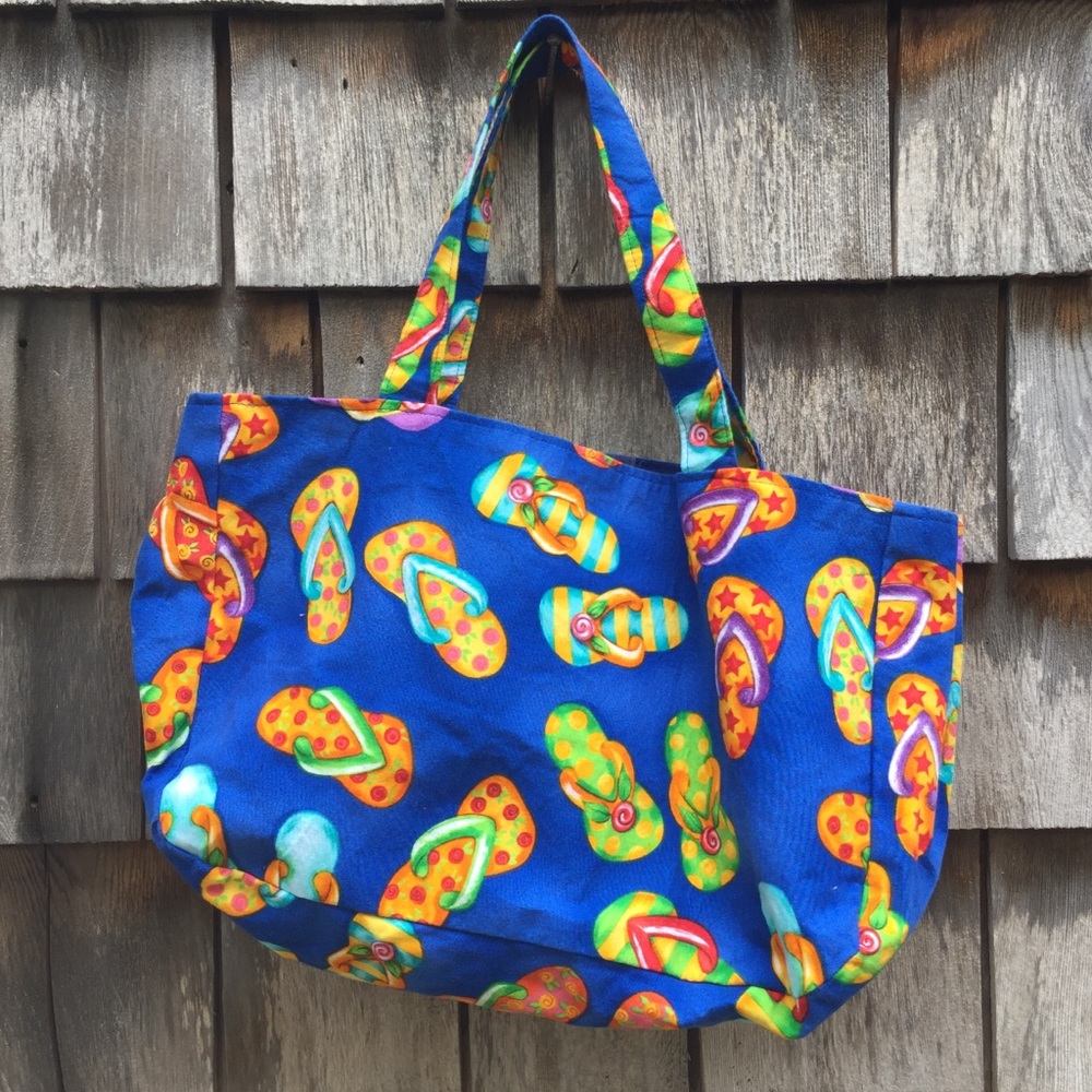 Blue Flip Flop Sandals Summer Beach Tote Bag